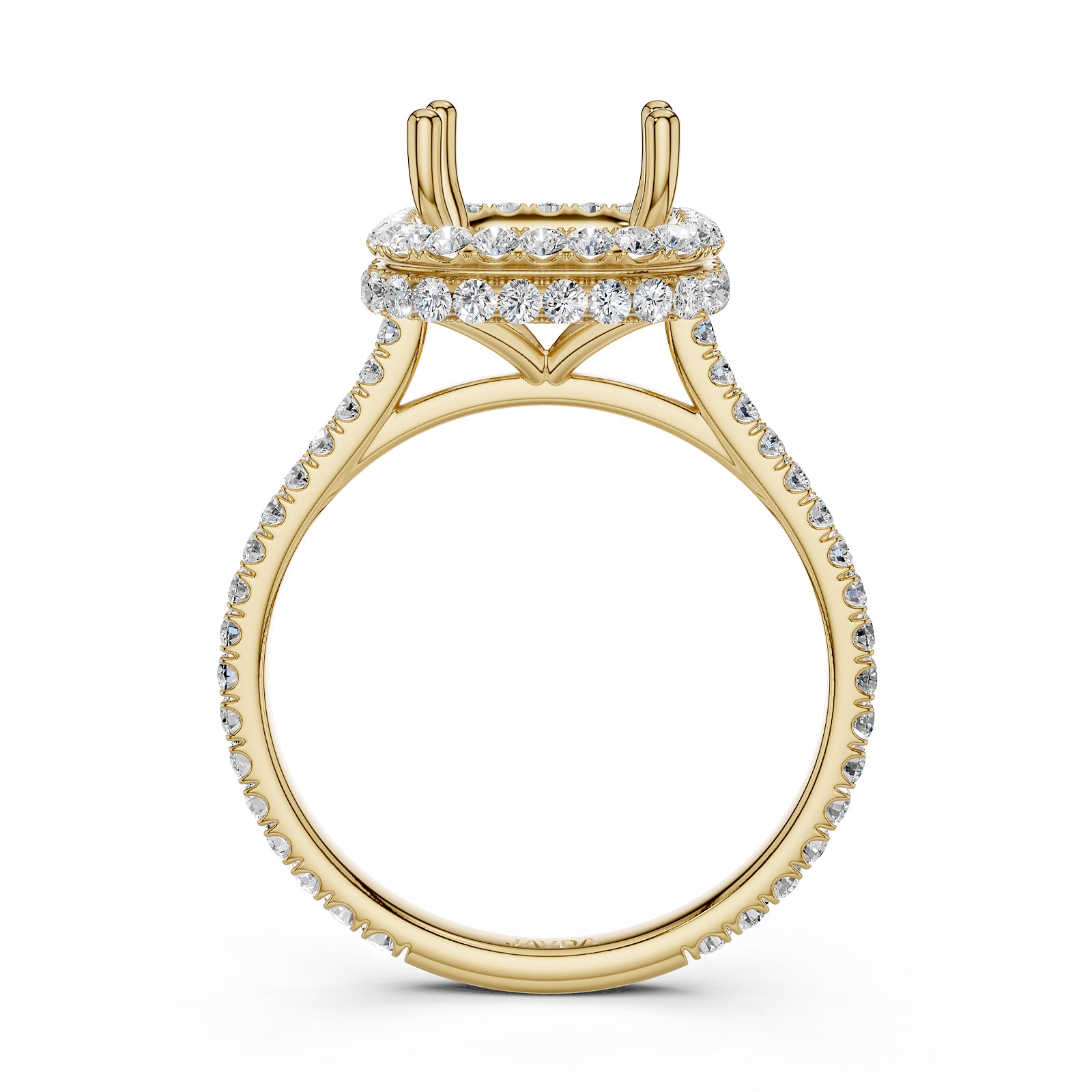 Double Halo Semi Mount Lab Grown Diamond Engagement Ring 0.53 Ct.